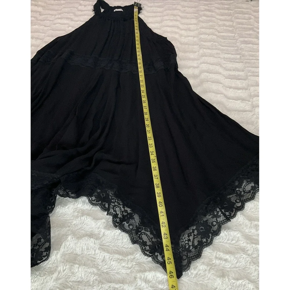 Free People Intimately Womens Small Black Go Lightly Lace Slip Dress Hanky